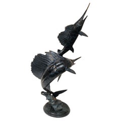 Marlin Sailfish-Swordfish Bronze Sculpture 