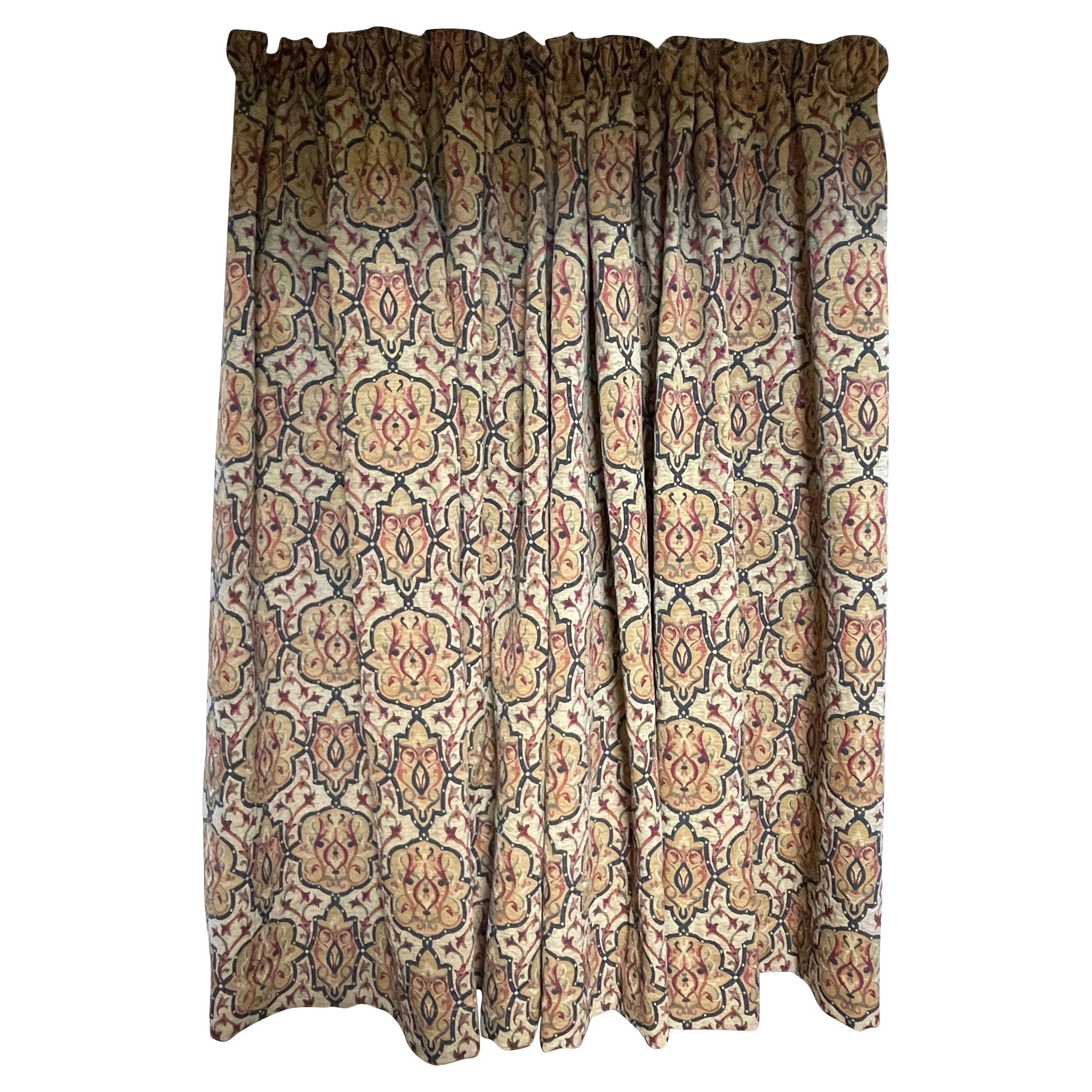 Vintage Brocade Strapwork Curtains Arts & Crafts style 82"high 317"long