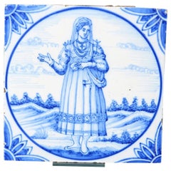 Antique Ravesteijn Delft Tile of Turkish Woman