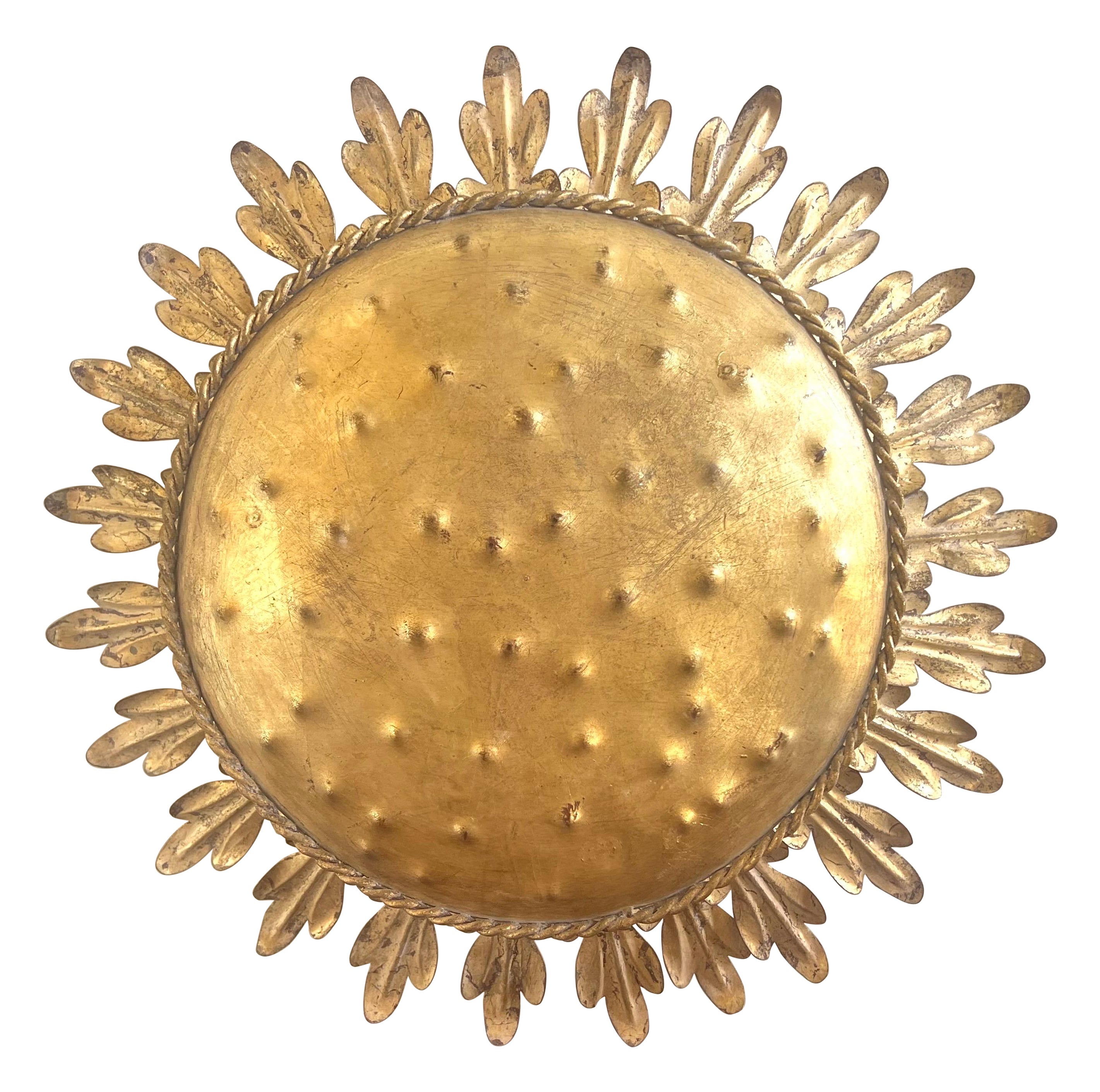 Gold Metal Sunburst Ceiling Light by MLA