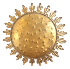 Gold Metal Sunburst Ceiling Light by MLA