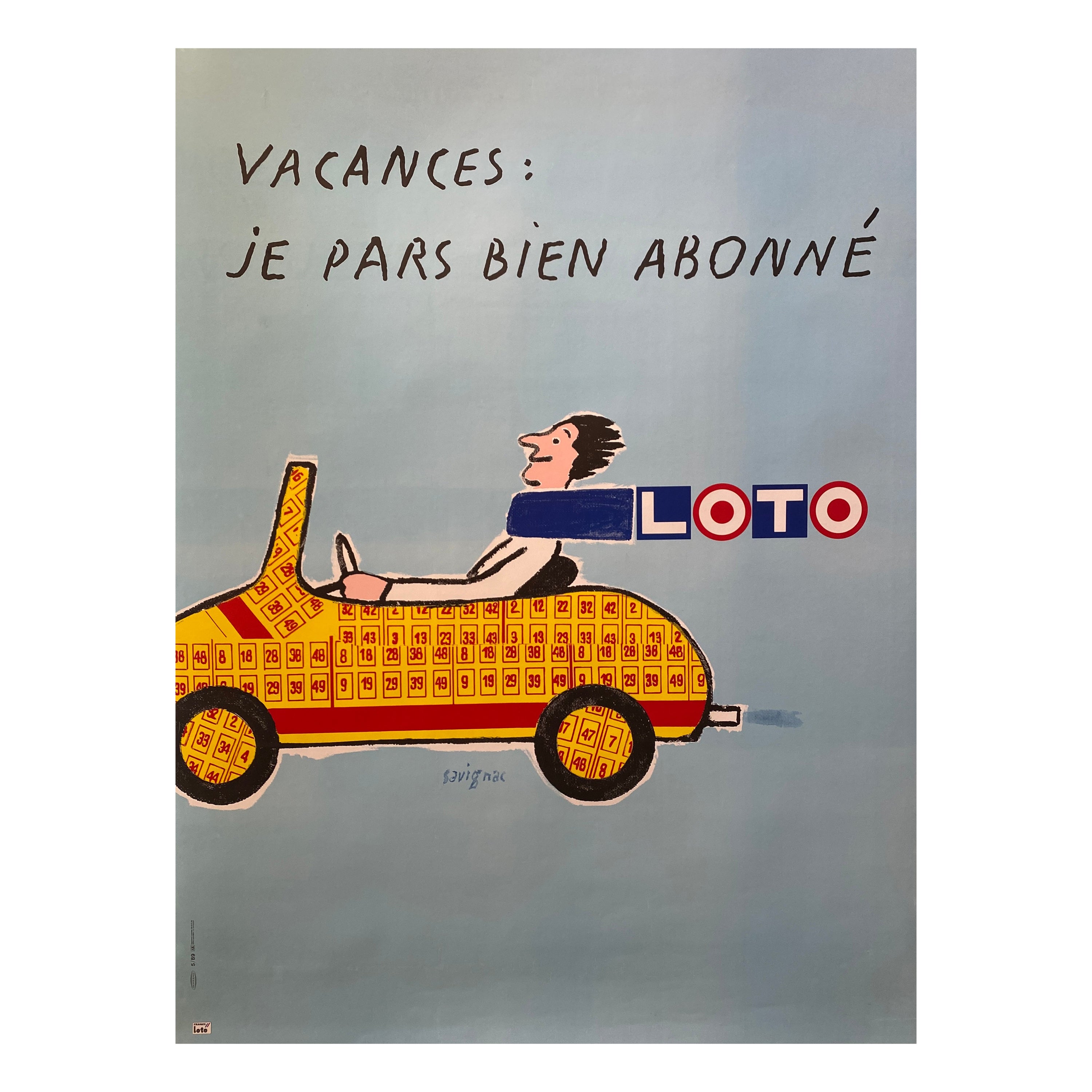 Original Vintage Poster, Loto, by Savignac