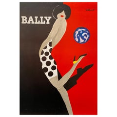 Original Vintage French Bally Shoe Poster, 'Bally Kick' von Bernard Villemot