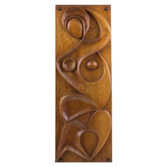 Escultura mural abstracta de madera tallada de Maxime Tendero, hacia 1973