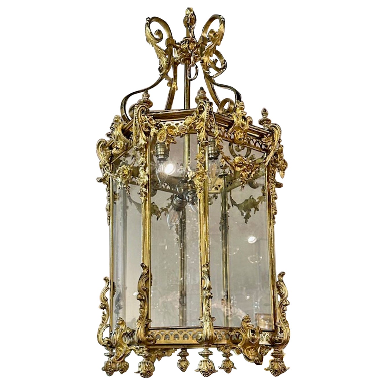 19th Century Gilt Bronze Louis XV Lantern