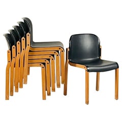 Set of 6 Birch Bentwood Stacking Chairs by Thonet, Made in Germany 