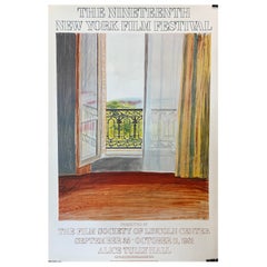 Original Retro David Hockney Exhibition Poster 'New York Film Festival', 1981