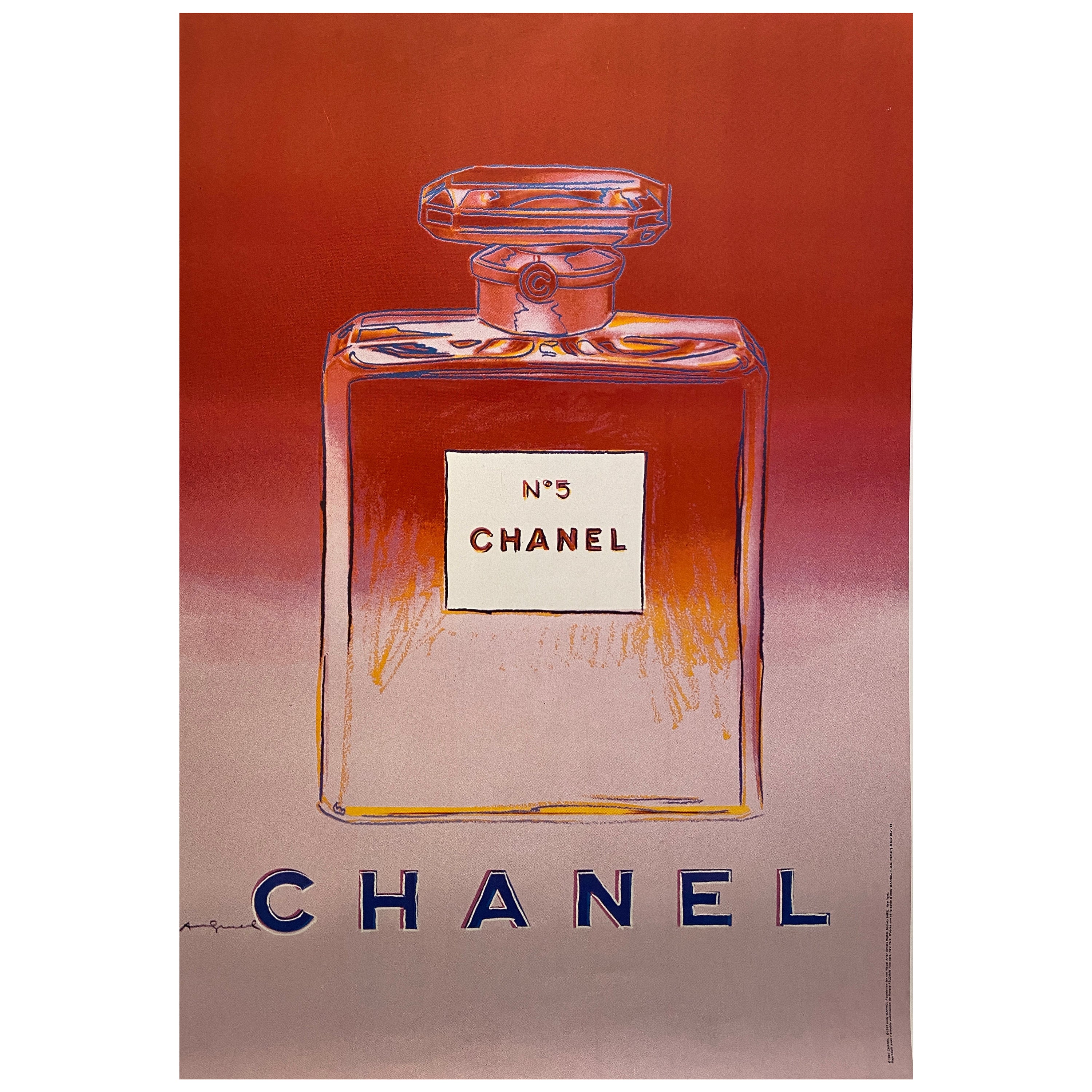 Original Vintage Fashion Poster, 'Chanel Pink' by Andy Warhol, 1997