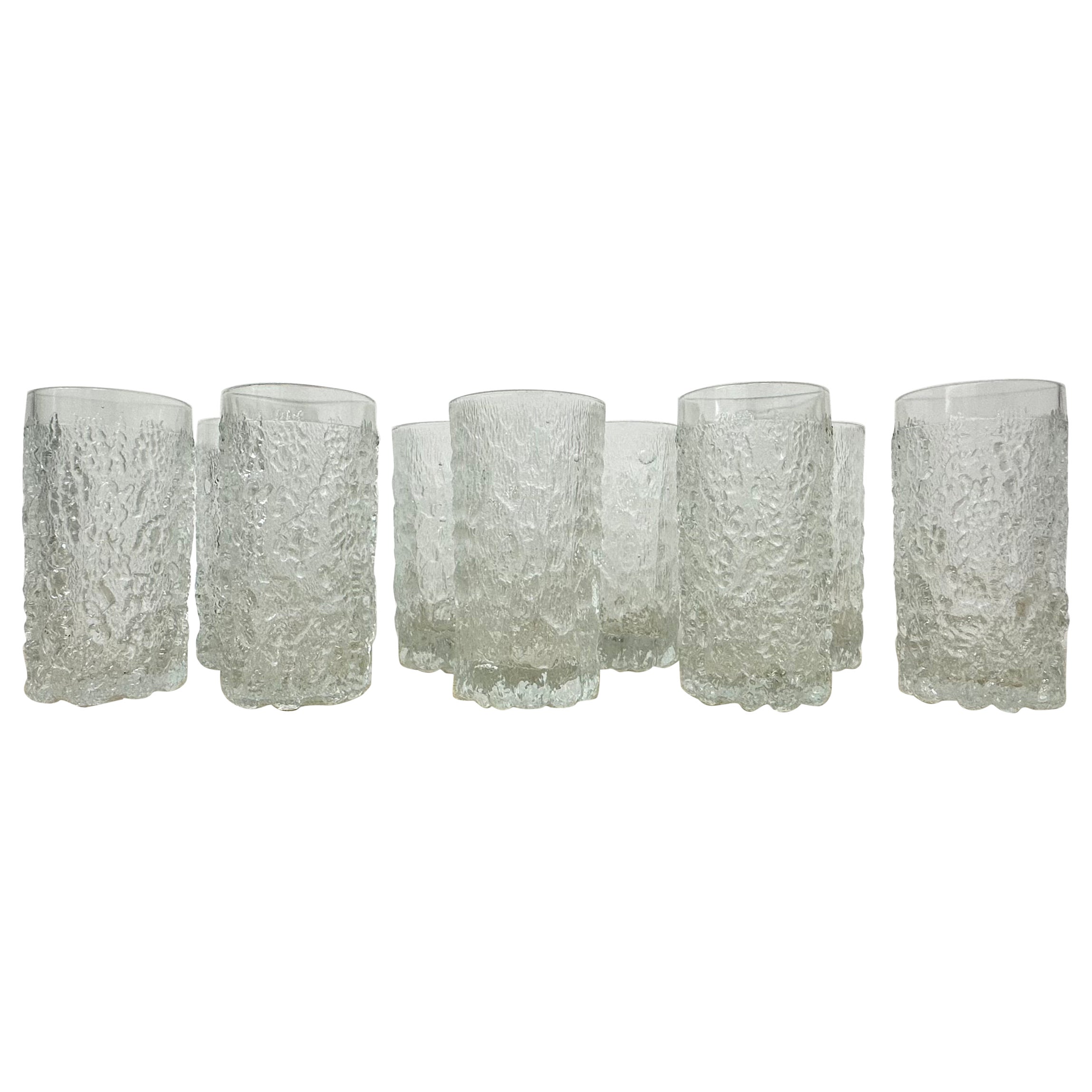 Set of 9 bark glass drink glasses by Goebel charlottenhutte , 1970s , Germany