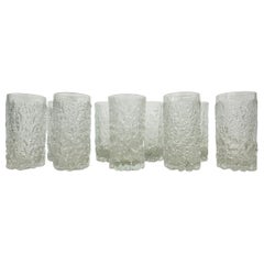 Vintage Set of 9 bark glass drink glasses by Goebel charlottenhutte , 1970s , Germany