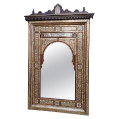 Very Large Oriental Mirror In Marquetry, 20th Century
