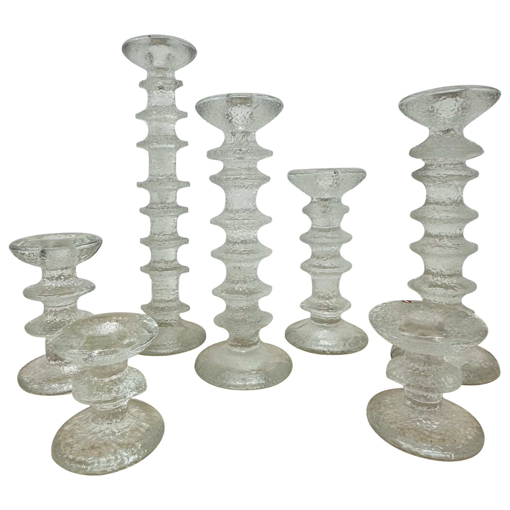 1970s Candle Holders Arkipelago Round Ice Glass Timo Sarpaneva Iittala