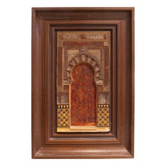 Antique 19th Cent Spanish Framed Plaster Model of a Moorish Doorway Typical of Grenade