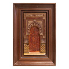 19th Cent Spanish Framed Plaster Model of a Moorish Doorway Typical of Grenade