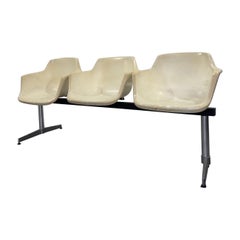 Vintage Airport Bench by Charles & Ray Eames Tandem Seating for Herman Miller