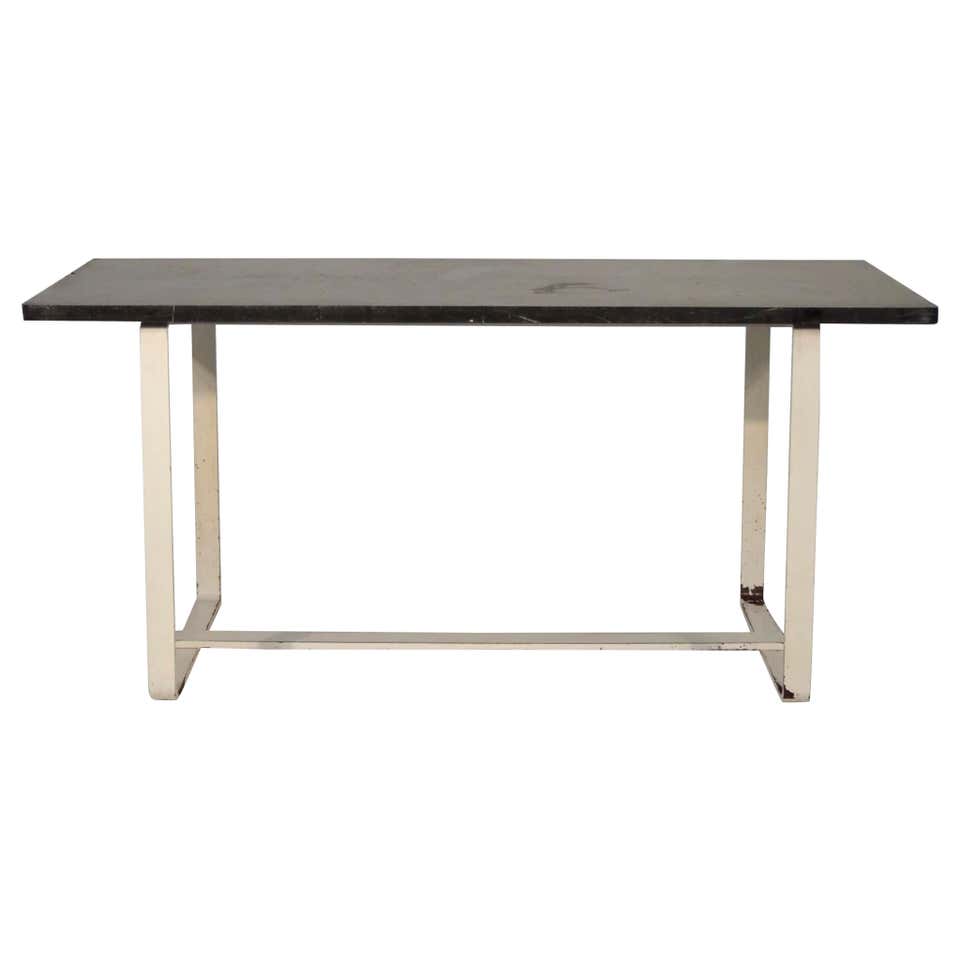 Fancy Cast Iron Rectangular Table Base with Glass Top, circa 1930s For ...