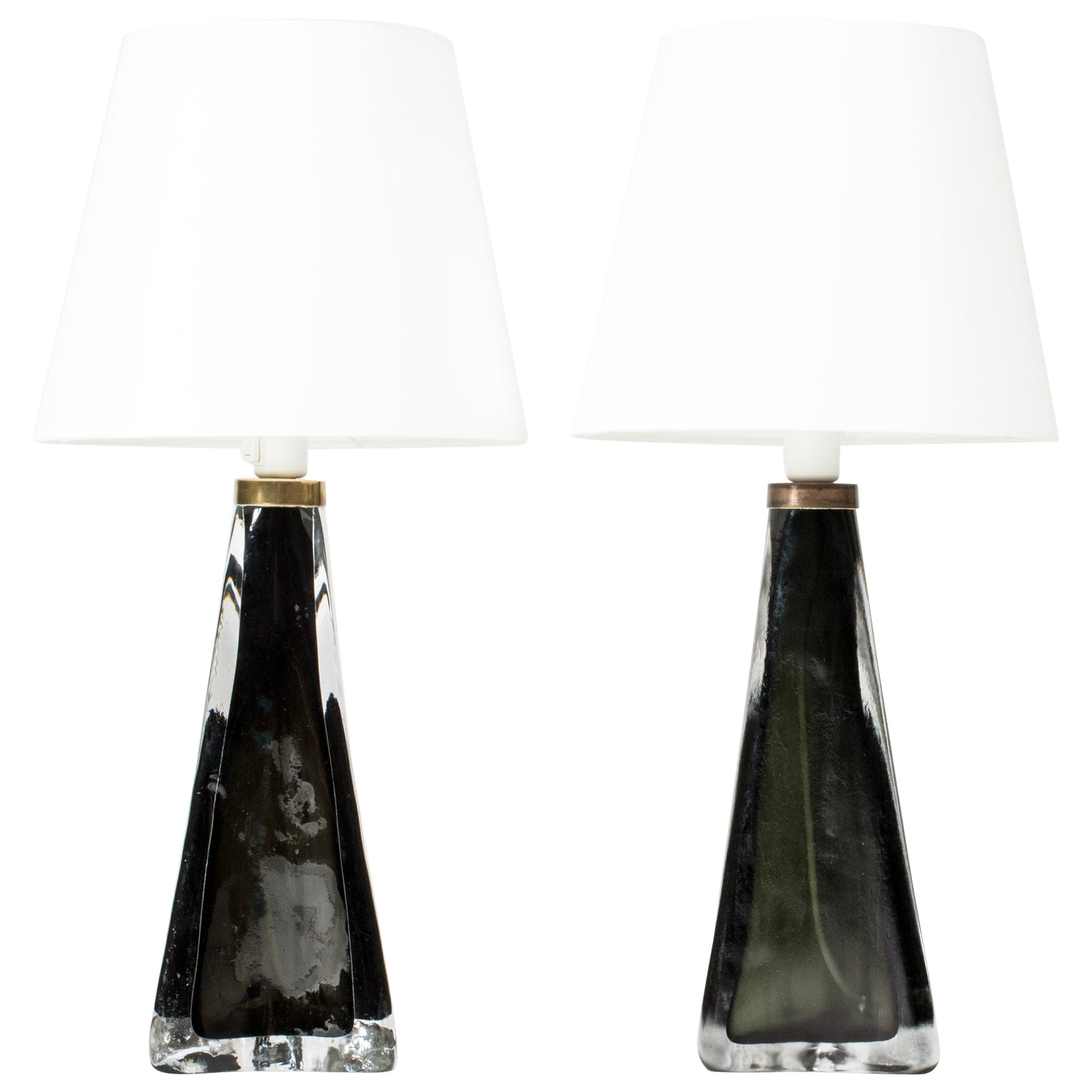 Glas-Tischlampen aus der Mitte des Jahrhunderts von Carl Fagerlund, Orrefors, Schweden, 1960er Jahre