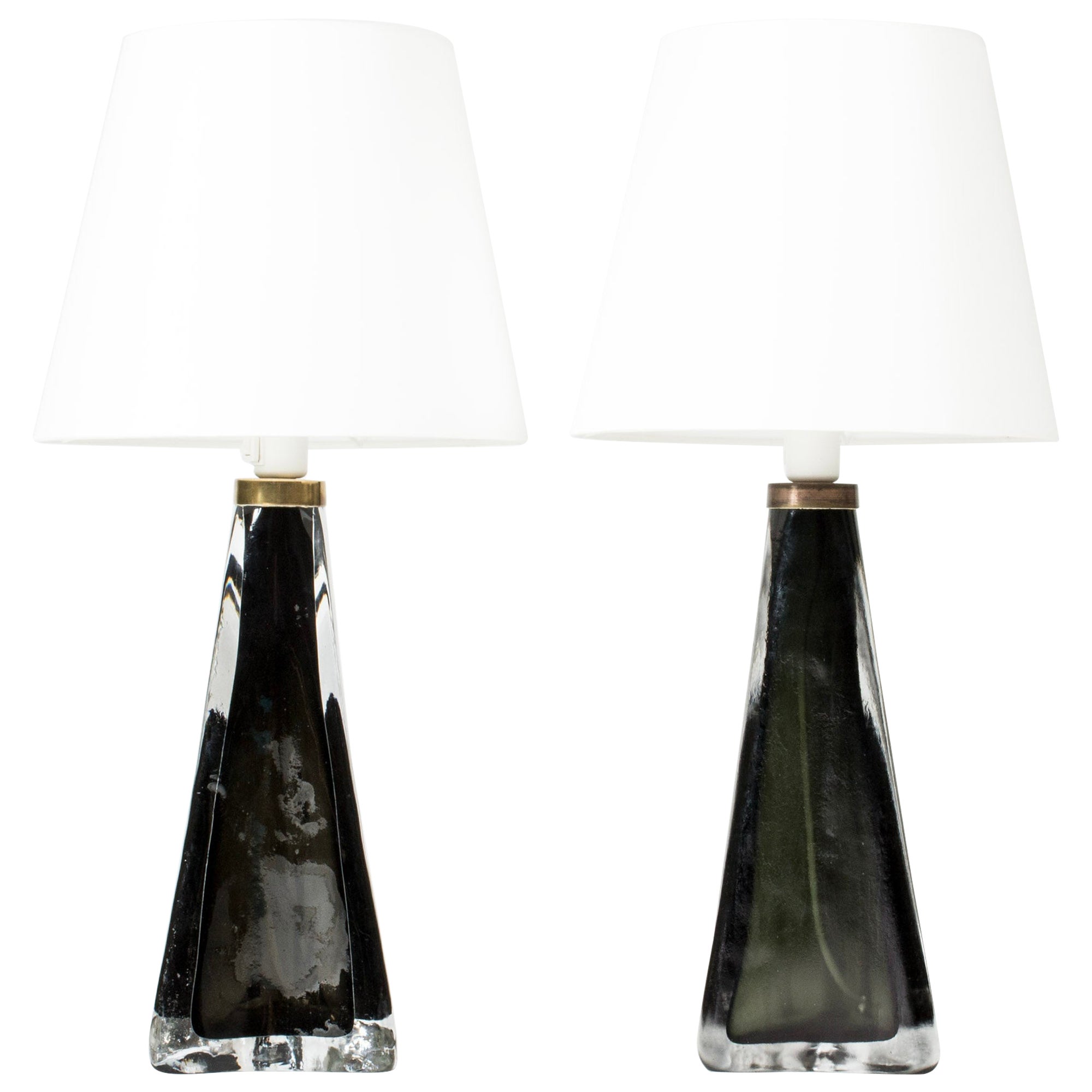 Midcentury Glass Table Lamps by Carl Fagerlund, Orrefors, Sweden, 1960s