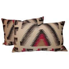 Pair of Monumental Geometric Indian Weaving Bolster Pillows