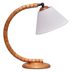 Markslöjd Sculptural Adjustable Table Lamp in Beech Sweden, 1960s