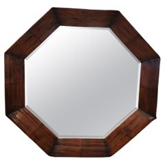 Impressively Large Monumental Octagonal Stained Bamboo Mirror