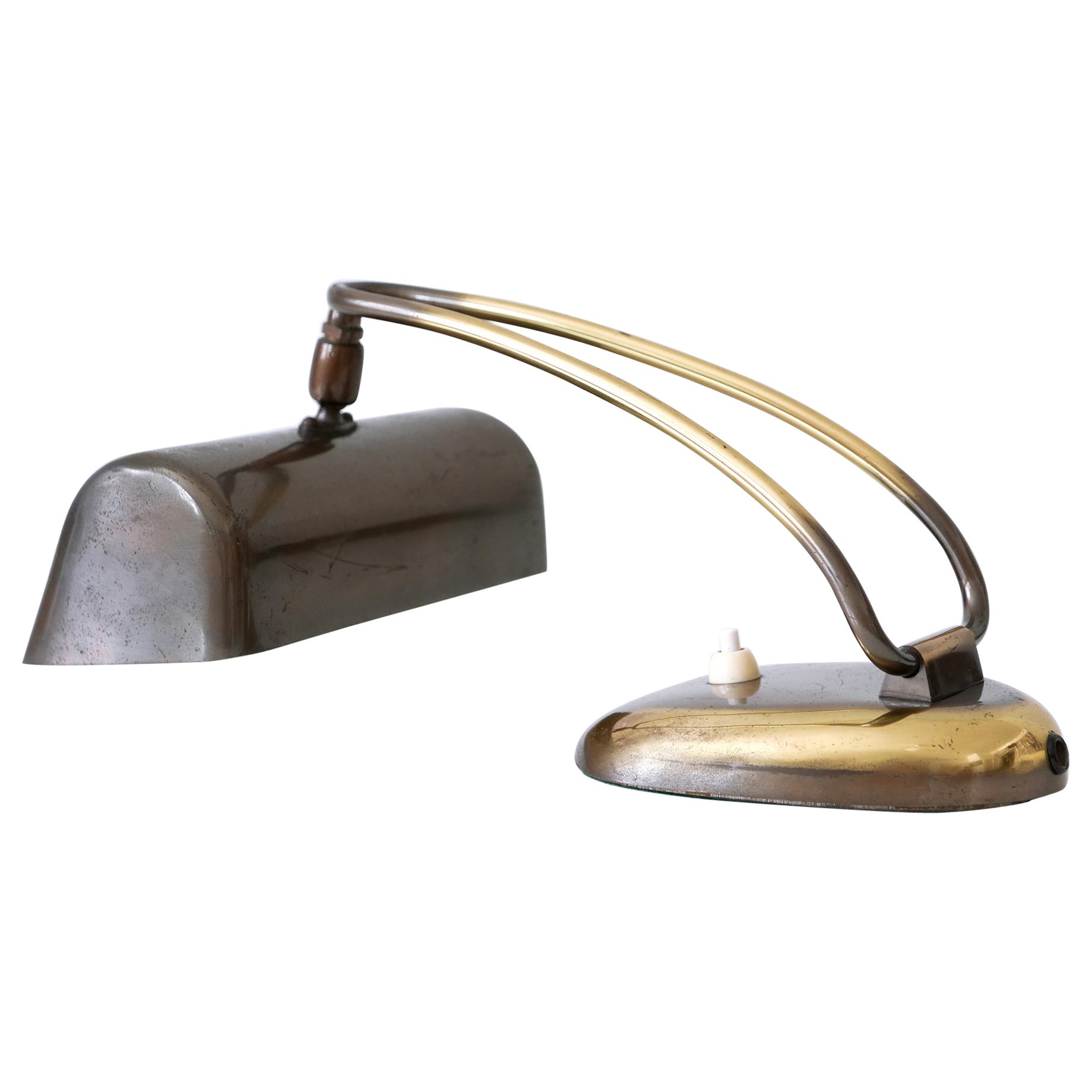 Rare & Elegant Mid-Century Modern Brass Piano Lamp or Desk Light Germany 1950s For Sale