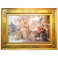 Alois Hans Schram Oil on Canvas "Springtime with Friends"