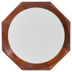 Designer danois, miroir mural, bois de rose, Danemark, années 1950