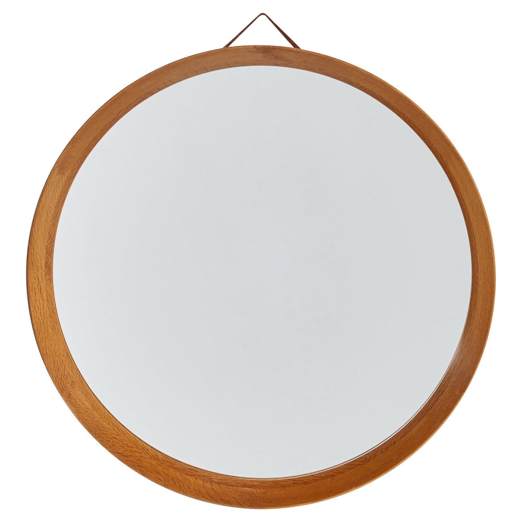 Specchio da parete di design svedese, Oak, Pelle, Svezia, anni '60