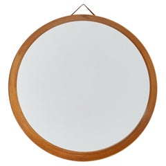 Swedish Designer, Wall Mirror, Oak, Leather, Sweden, 1960s