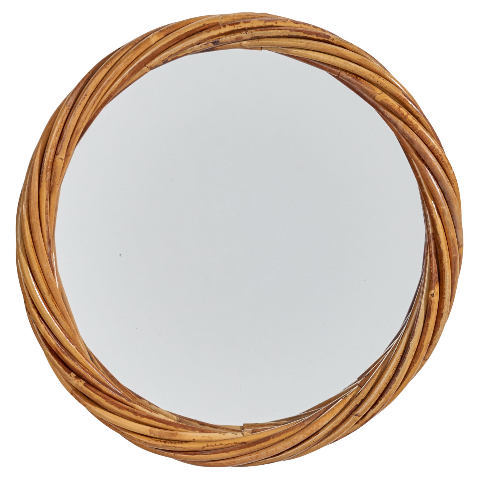 Italienischer Designer, Wandspiegel, Rattan, Italien, 1960er Jahre