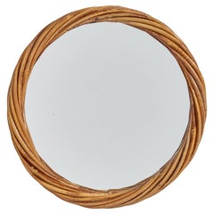 Italian Designer, Wall Mirror, Rattan, Italy, 1960s