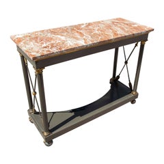 Neoclassical Console with Iron Base and Natural Verona Marble Top