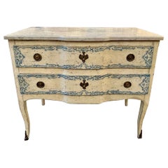 Antique 19th Century French Painted Blue and White Commode