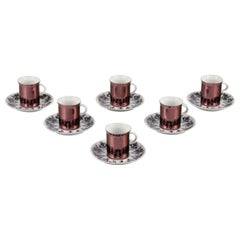Bjørn Wiinblad, Rosenthal. Ensemble de six tasses à démitasse et soucoupes "Berlin Hilton