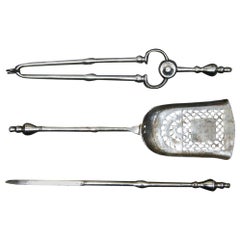 Antique A Set of Small Polished Steel Fire Tools
