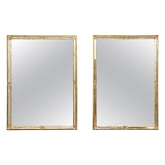Pair of Sophisticated Gold Gilded French Directoire Wall Mirrors