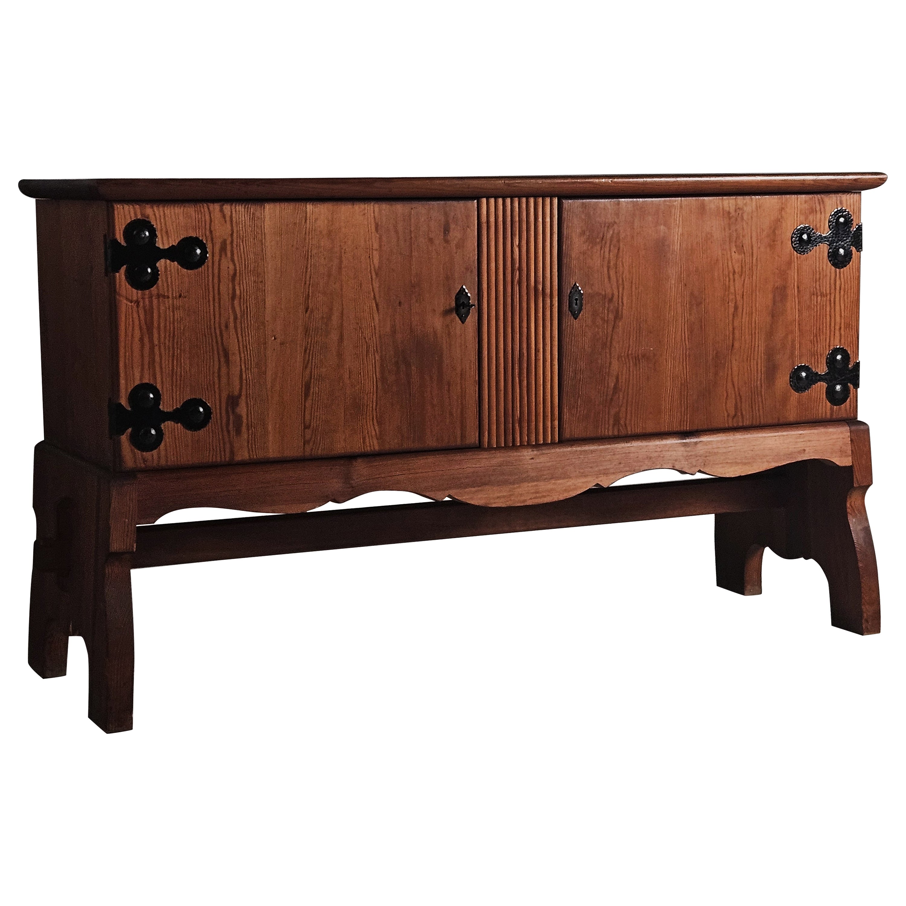 Pine and iron sideboard by Åby Möbelfabrik, Sweden, 1940s
