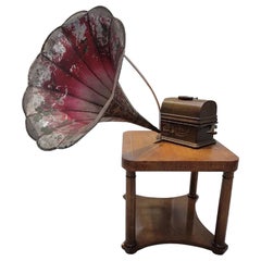 Antique Thomas Edison Phonograph with Floral Horn