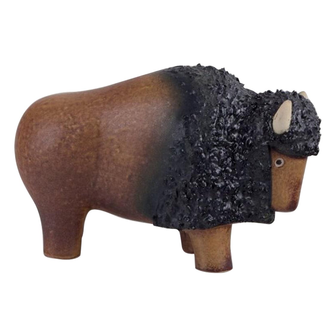 EGO Lidköping, Svezia. Scultura in ceramica di un bisonte. Circa 1970