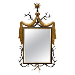 French Modern Parcel-Gilt Wrought Iron Mirror, Style of Gilbert Poillerat 