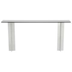 Smoked Glass and Aluminium Console Table Attributed to Pace Manufacturing