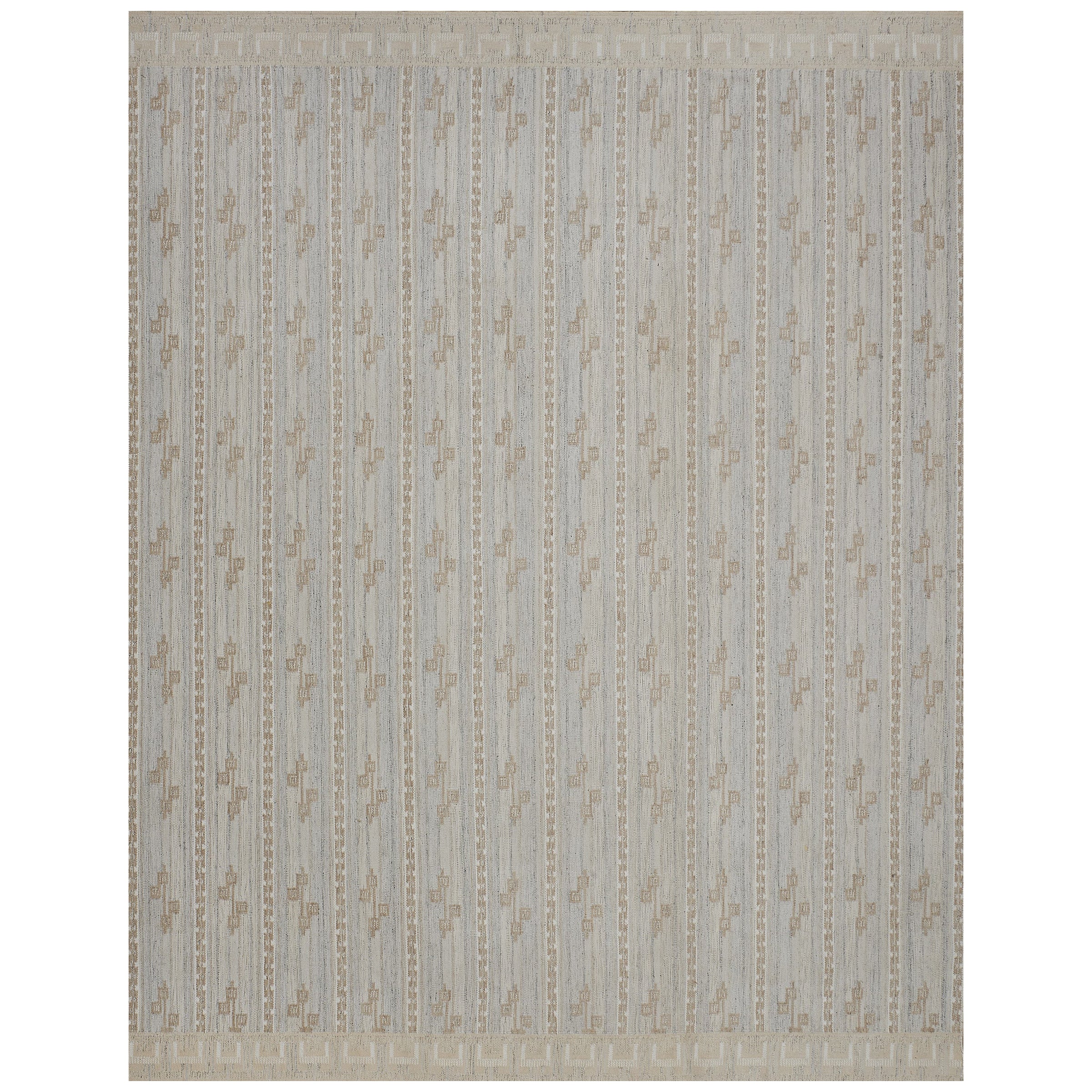 Hand-Woven Wool Contemporary Swedish-Inspired Rug 12'6"x16'