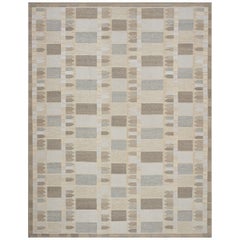 Hand-Woven Wool Contemporary Swedish-Inspired Flat-weave Rug 12'1"x15'5"