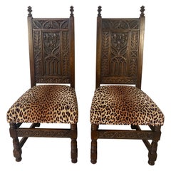 Pair of Gothic Revival Hall Chairs