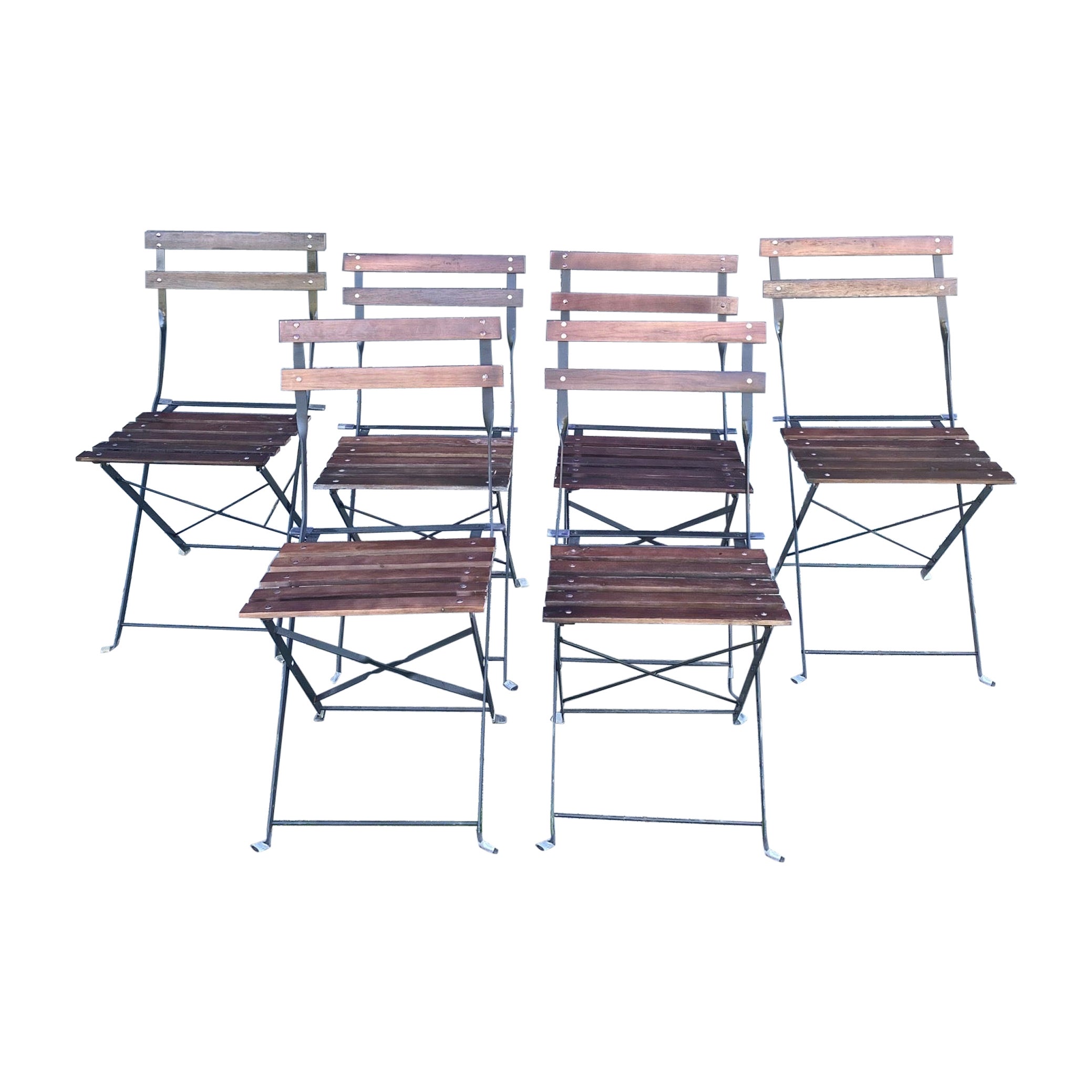 Ensemble de 6 chaises de bar pliables de style parisien vintage, avec autres disponibles en vente