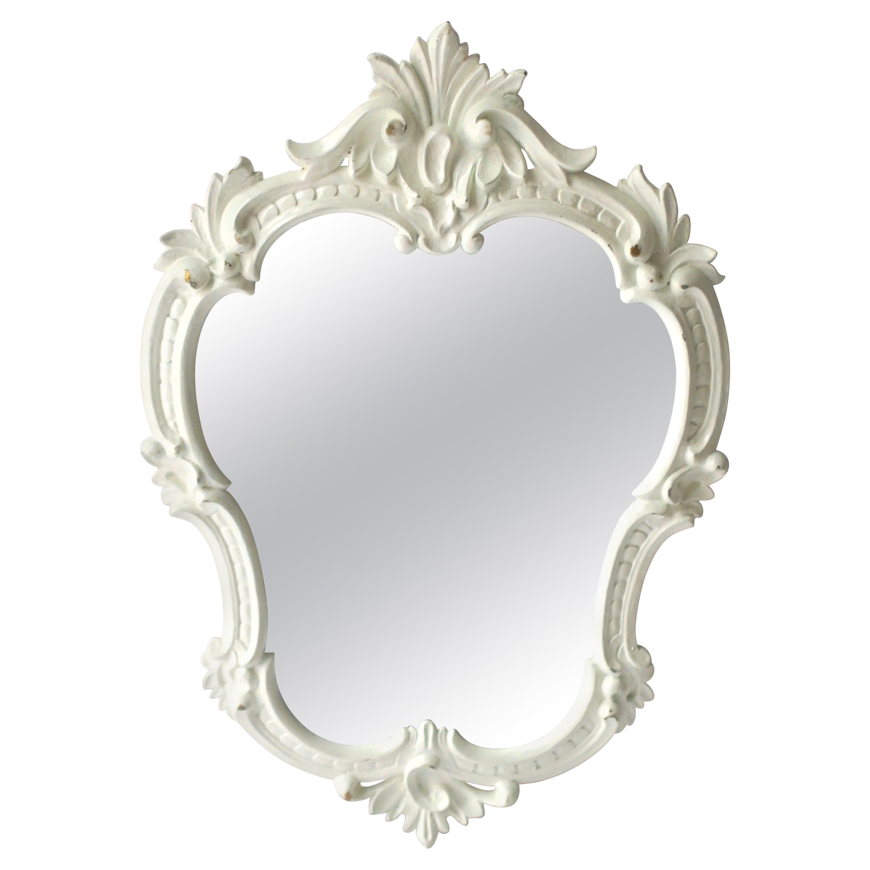 White Framed Wall Mirror in the Rococo Style 