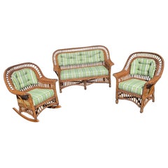 A Three Piece Matching Suite of Used Bar Harbor Style Wicker Furniture 