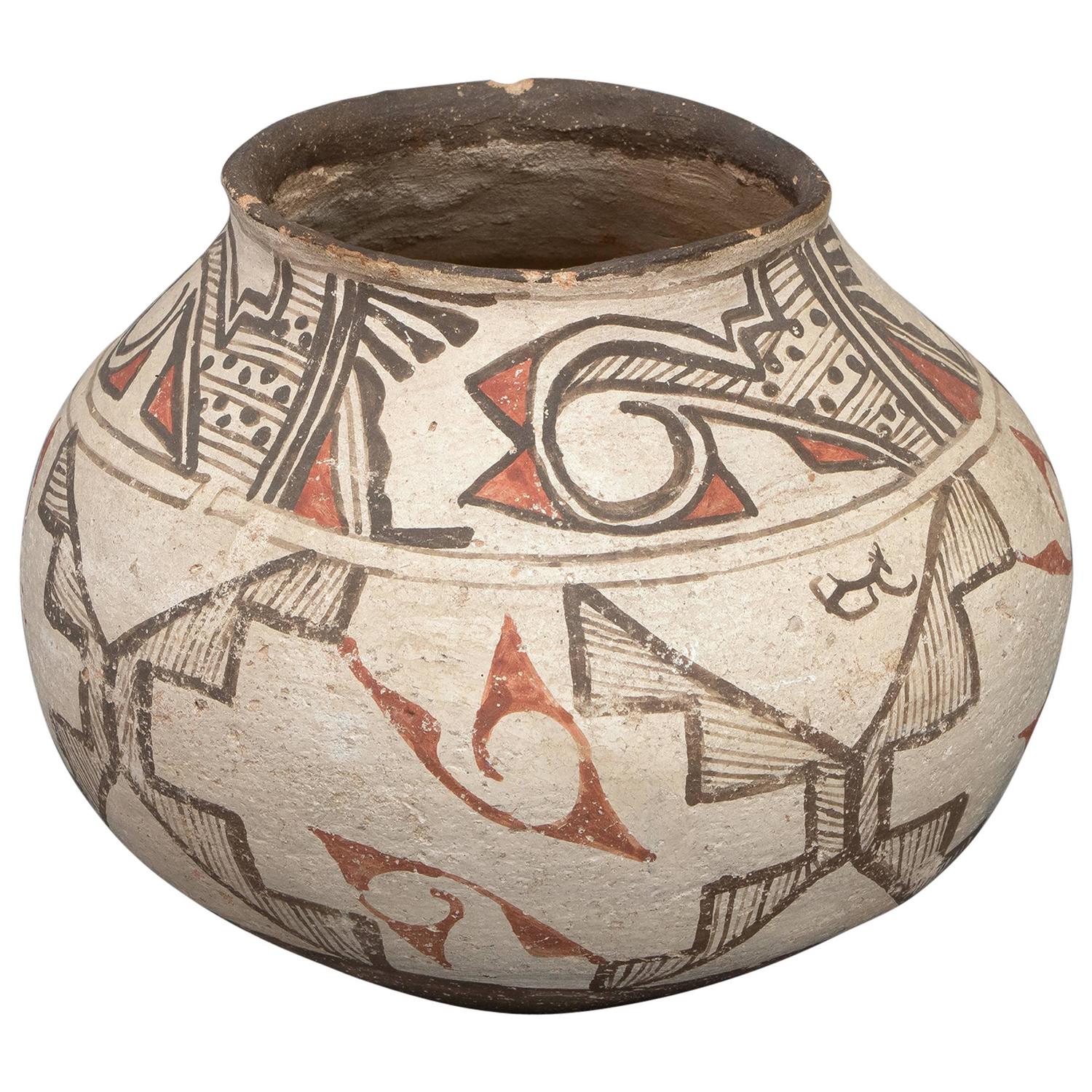 Southwestern Native American Polychrome Pottery Olla, Zuni Pueblo