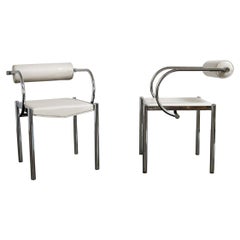 A Pair of Postmodern Tubular Chrome Armchairs